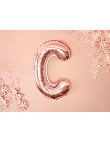 Balon foliowy Litera ''C'', 35cm, różowe złoto