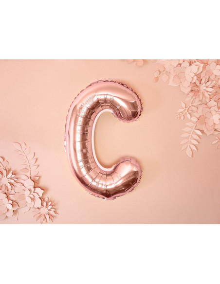 Balon foliowy Litera ''C'', 35cm, różowe złoto