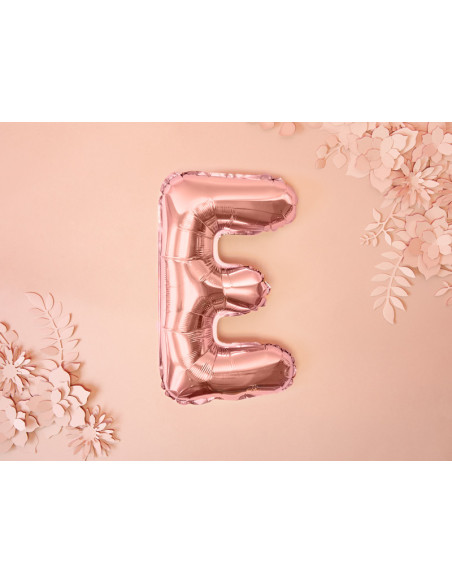 Balon foliowy Litera ''E'', 35cm, różowe złoto