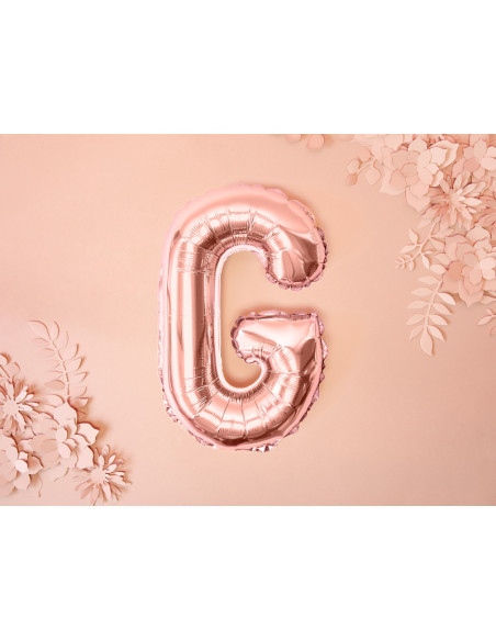 Balon foliowy Litera ''G'', 35cm, różowe złoto