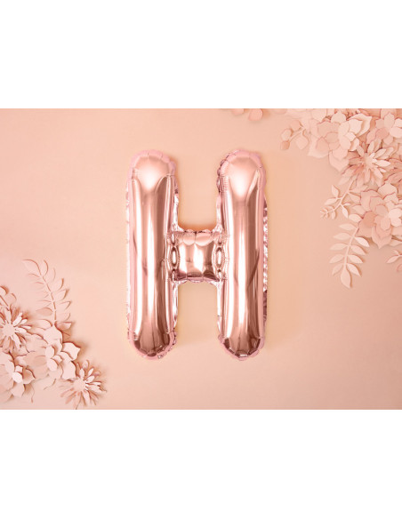 Balon foliowy Litera ''H'', 35cm, różowe złoto