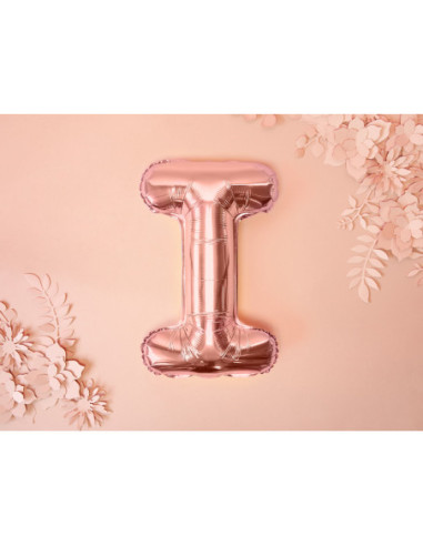Balon foliowy Litera ''I'', 35cm, różowe złoto