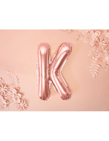 Balon foliowy Litera ''K'', 35cm, różowe złoto