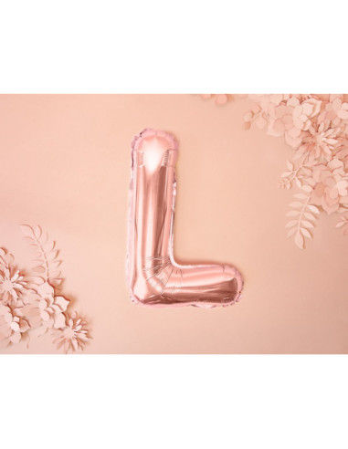 Balon foliowy Litera ''L'', 35cm, różowe złoto