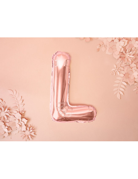 Balon foliowy Litera ''L'', 35cm, różowe złoto