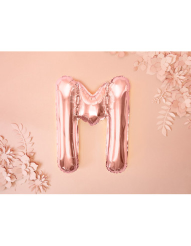Balon foliowy Litera ''M'', 35cm, różowe złoto