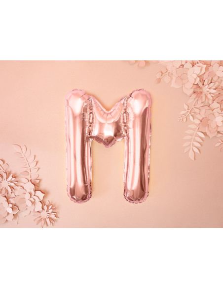 Balon foliowy Litera ''M'', 35cm, różowe złoto