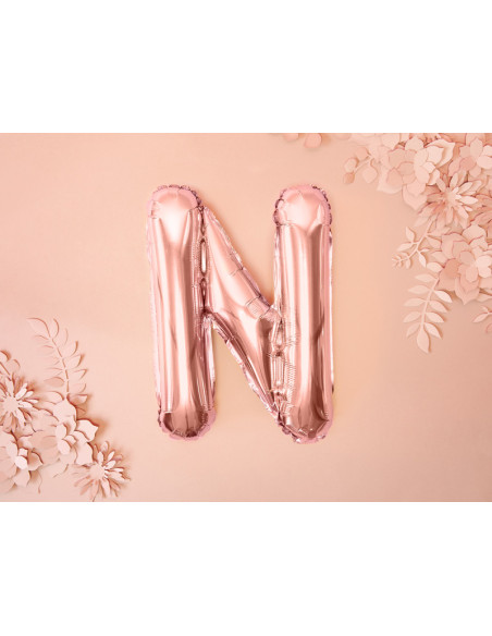 Balon foliowy Litera ''N'', 35cm, różowe złoto