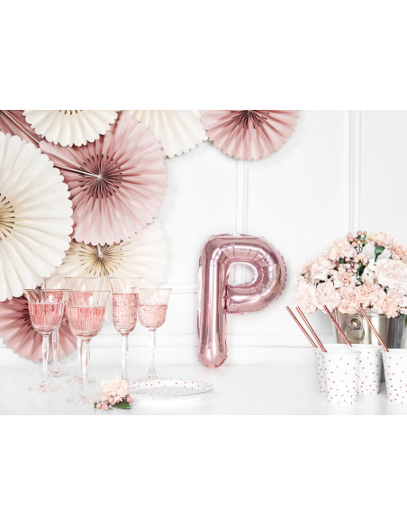Balon foliowy Litera ''P'', 35cm, różowe złoto