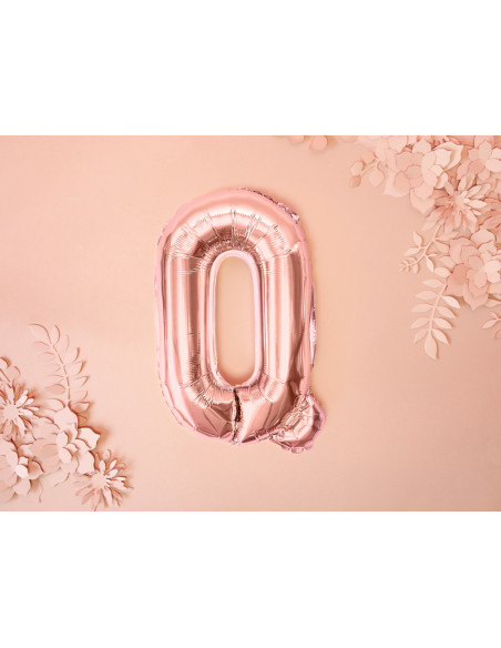 Balon foliowy Litera ''Q'', 35cm, różowe złoto