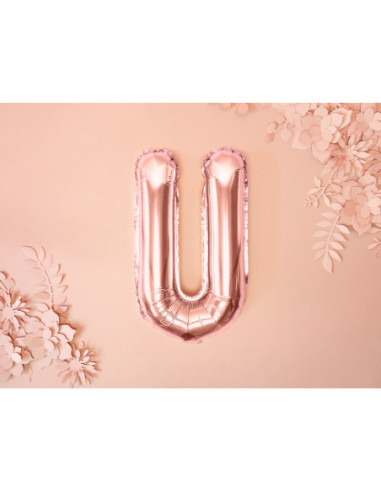 Balon foliowy Litera ''U'', 35cm, różowe złoto