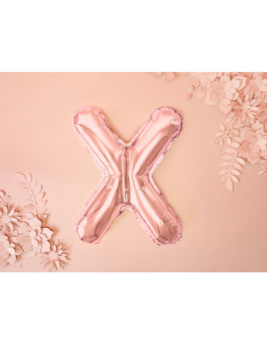 Balon foliowy Litera ''X'', 35cm, różowe złoto