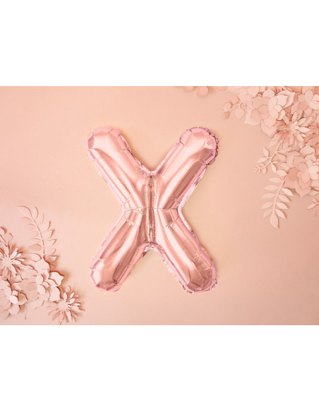 Balon foliowy Litera ''X'', 35cm, różowe złoto