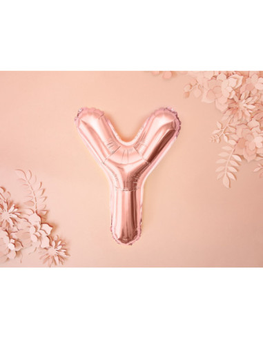 Balon foliowy Litera ''Y'', 35cm, różowe złoto