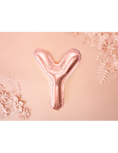 Balon foliowy Litera ''Y'', 35cm, różowe złoto