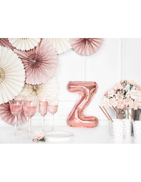 Balon foliowy Litera ''Z'', 35cm, różowe złoto