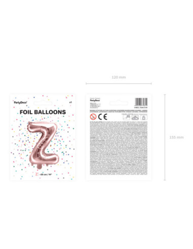 Balon foliowy Litera ''Z'', 35cm, różowe złoto