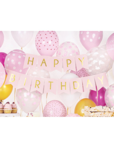 Baner Happy Birthday, j. różowy, 15 x 175 cm