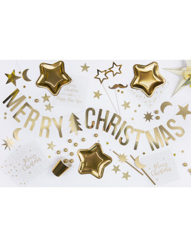 Baner Merry Christmas, złoty, 10,5x150cm