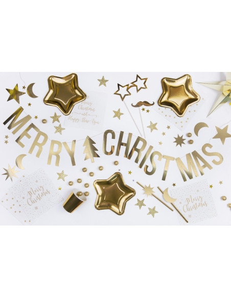 Baner Merry Christmas, złoty, 10,5x150cm