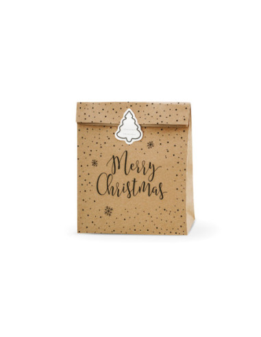 Torebki na prezenty Merry Christmas, kraft, 25x11x27cm (1 op. / 3 szt.)
