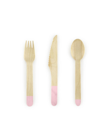 Sztućce drewniane, jasny różowy, 16cm (1 op. / 18 szt.)