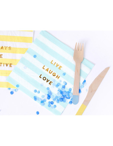 Serwetki Yummy - Live Laugh Love, jasny niebieski, 33x33cm (1 op. / 20 szt.)
