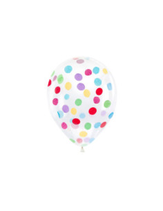 Balony z okrągłym konfetti, 30cm, mix (1 op. / 6 szt.)