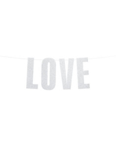 Baner Love, srebrny, 21x55cm
