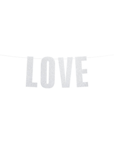 Baner Love, srebrny, 21x55cm