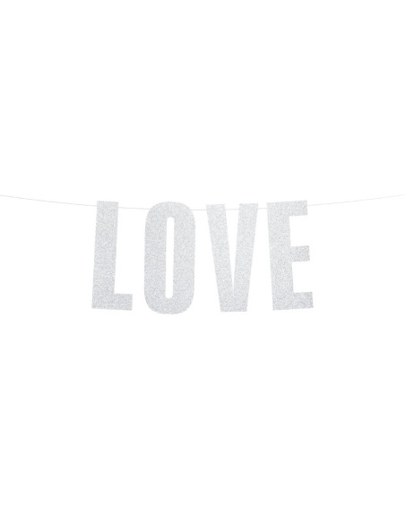 Baner Love, srebrny, 21x55cm