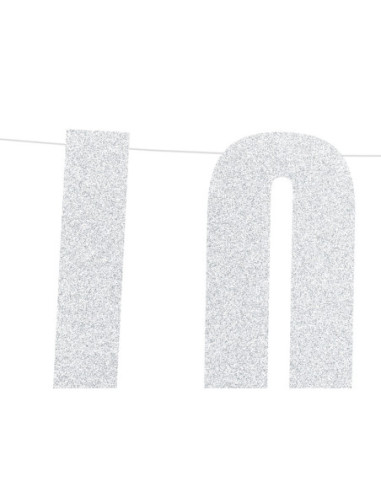 Baner Love, srebrny, 21x55cm