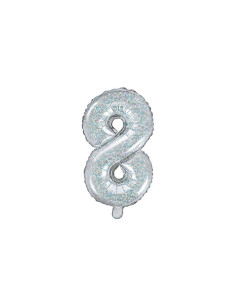 Balon foliowy Cyfra ''8'', 35cm, holograficzny