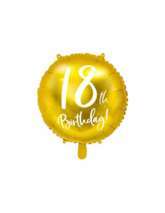 Balon foliowy 18th Birthday, złoty, 45cm