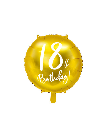 Balon foliowy 18th Birthday, złoty, 45cm