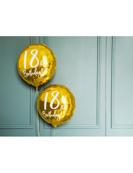 Balon foliowy 18th Birthday, złoty, 45cm