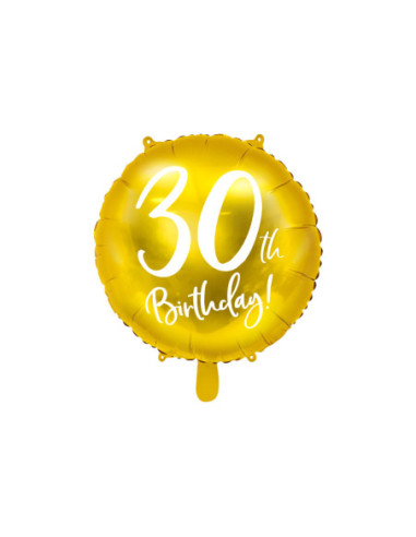 Balon foliowy 30th Birthday, złoty, 45cm