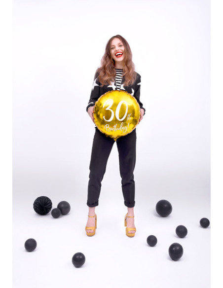 Balon foliowy 30th Birthday, złoty, 45cm