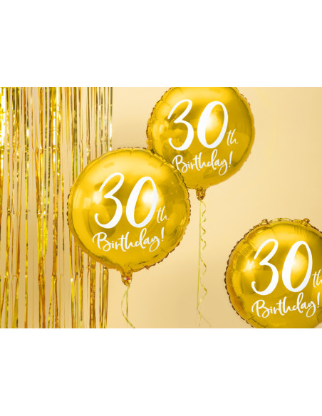 Balon foliowy 30th Birthday, złoty, 45cm