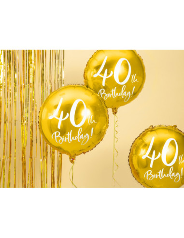 Balon foliowy 40th Birthday, złoty, 45cm