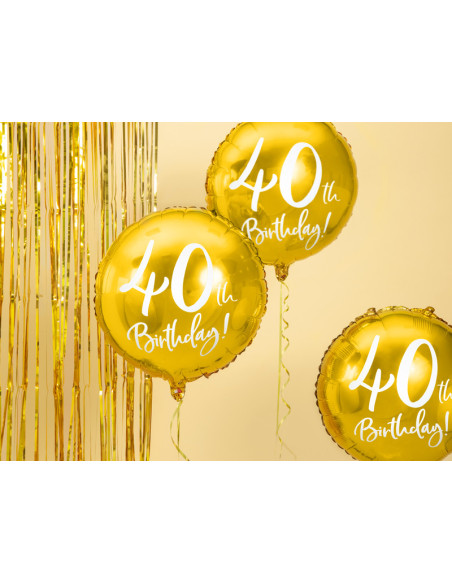 Balon foliowy 40th Birthday, złoty, 45cm