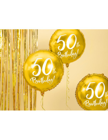 Balon foliowy 50th Birthday, złoty, 45cm