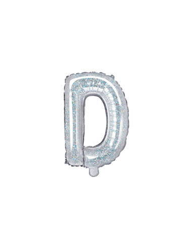 Balon foliowy Litera ''D'', 35cm, holograficzny