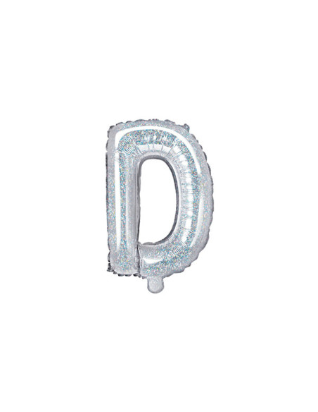 Balon foliowy Litera ''D'', 35cm, holograficzny