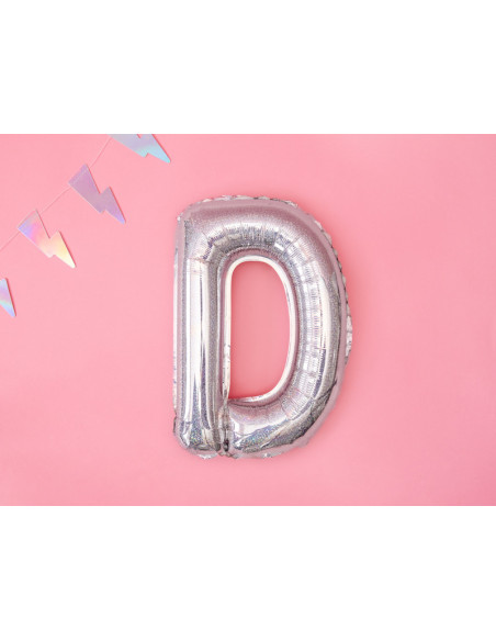 Balon foliowy Litera ''D'', 35cm, holograficzny