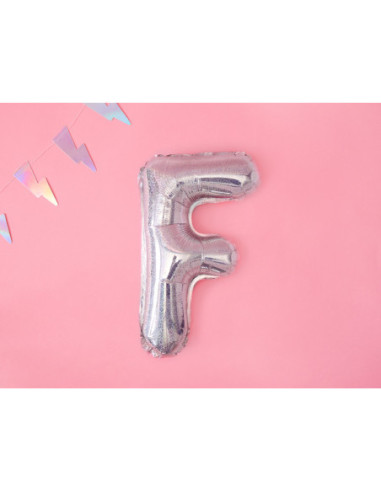 Balon foliowy Litera ''F'', 35cm, holograficzny
