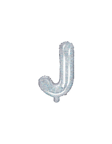 Balon foliowy Litera ''J'', 35cm, holograficzny