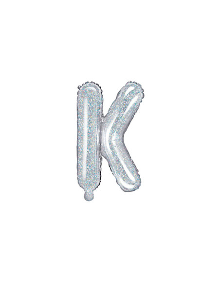 Balon foliowy Litera ''K'', 35cm, holograficzny