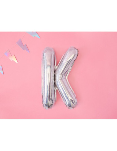 Balon foliowy Litera ''K'', 35cm, holograficzny