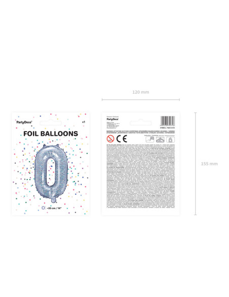 Balon foliowy Litera ''O'', 35cm, holograficzny